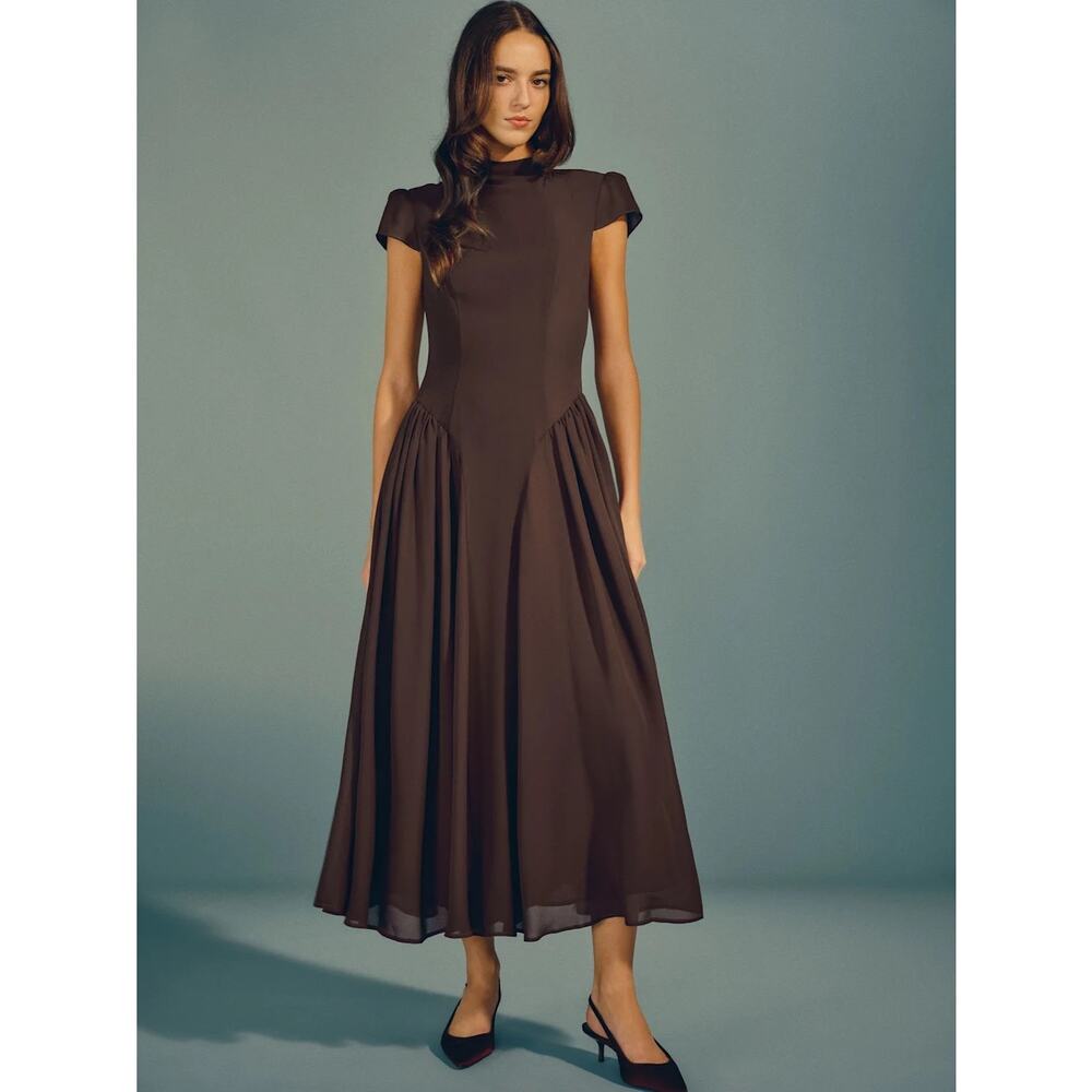 SZ 12 Reformation Maven Georgette Midi Dress - Picture 2 of 7
